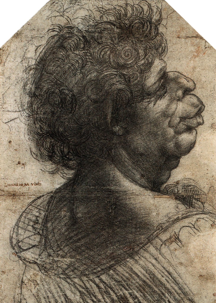 Frans: Tête grotesque Grotesk hoofd door Leonardo da Vinci