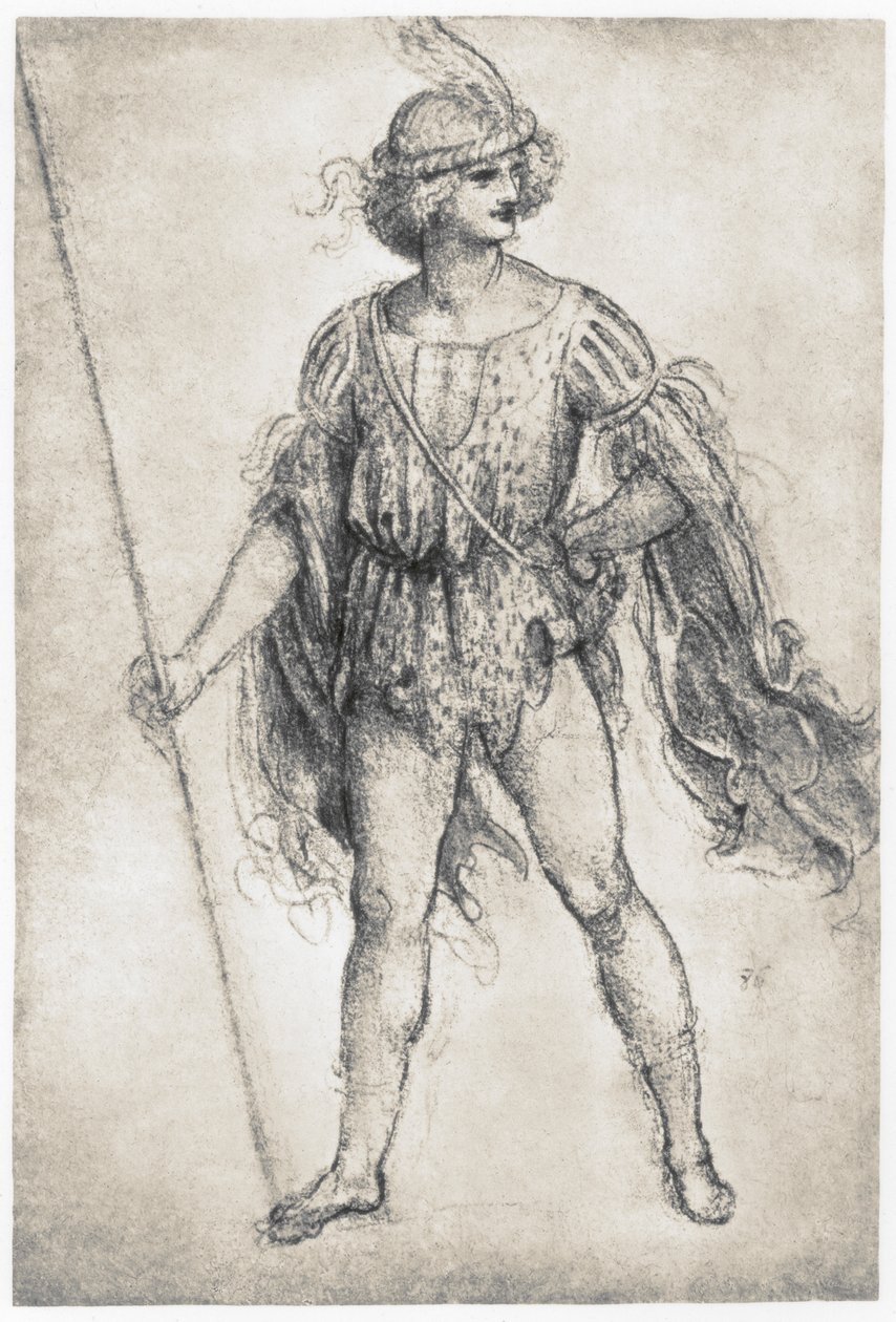 Jongere in een gemaskerd kostuum, 1506-1507 door Leonardo da Vinci