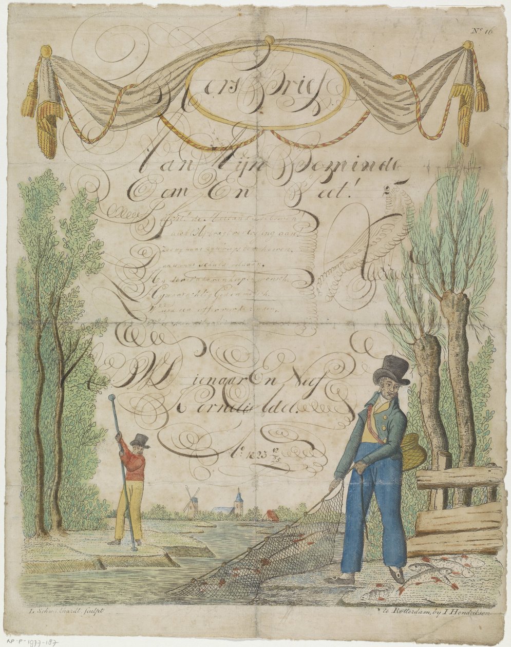 Wensbrief met vissers door Leonardus Schweickhardt