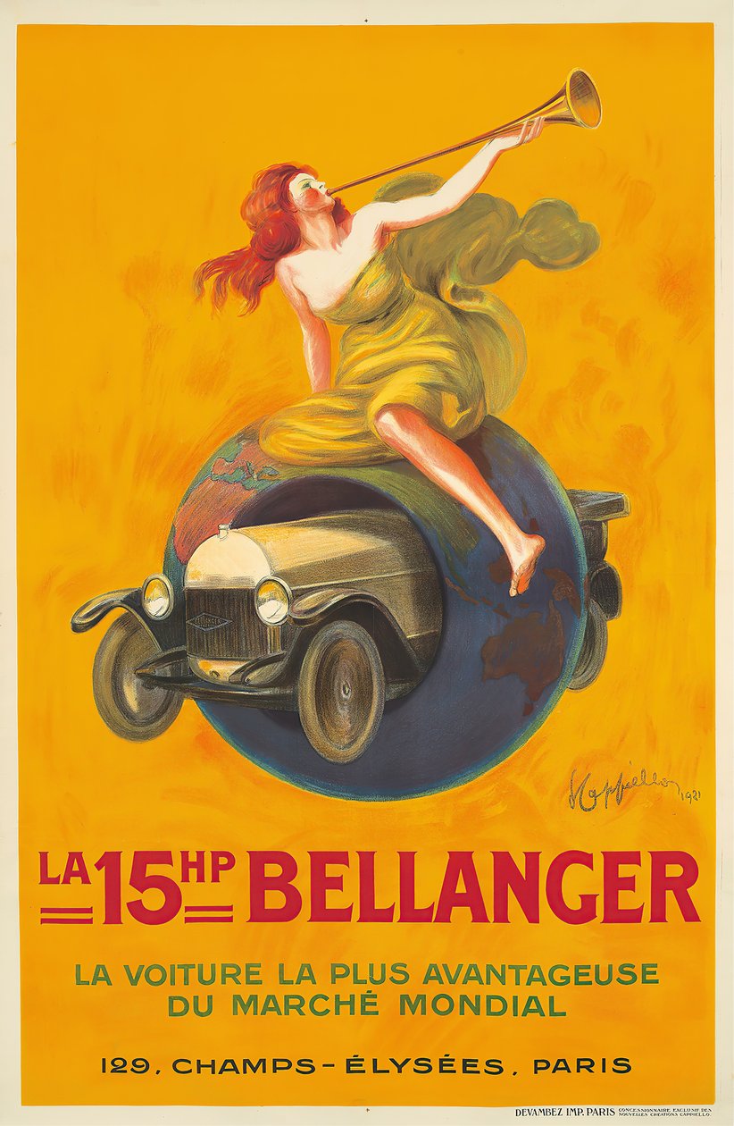 La 15HP Bellanger, 1921 door Leonetto Cappiello