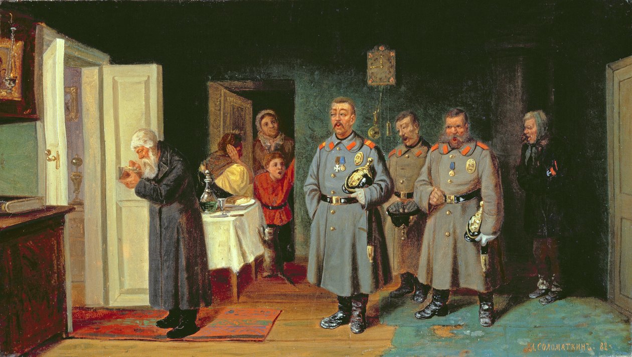 Agenten zingen kerstliederen door Leonid Ivanovich Solomatkin