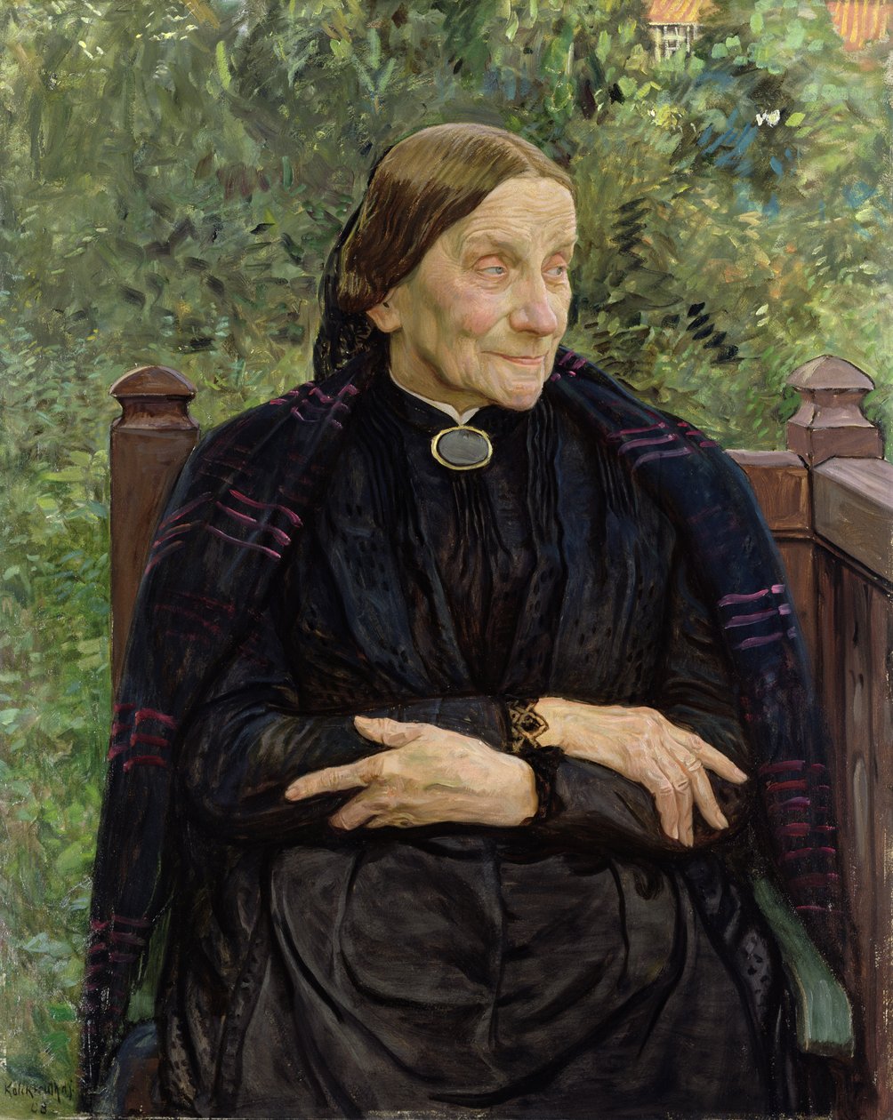 Lichtwarks moeder, 1908 door Leopold Karl Walter von Kalckreuth