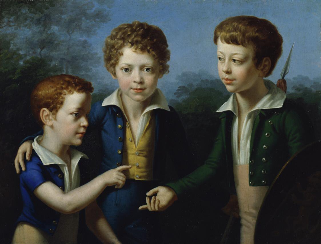 Albert, Moritz en Leopold von Neuwall door Leopold Kupelwieser