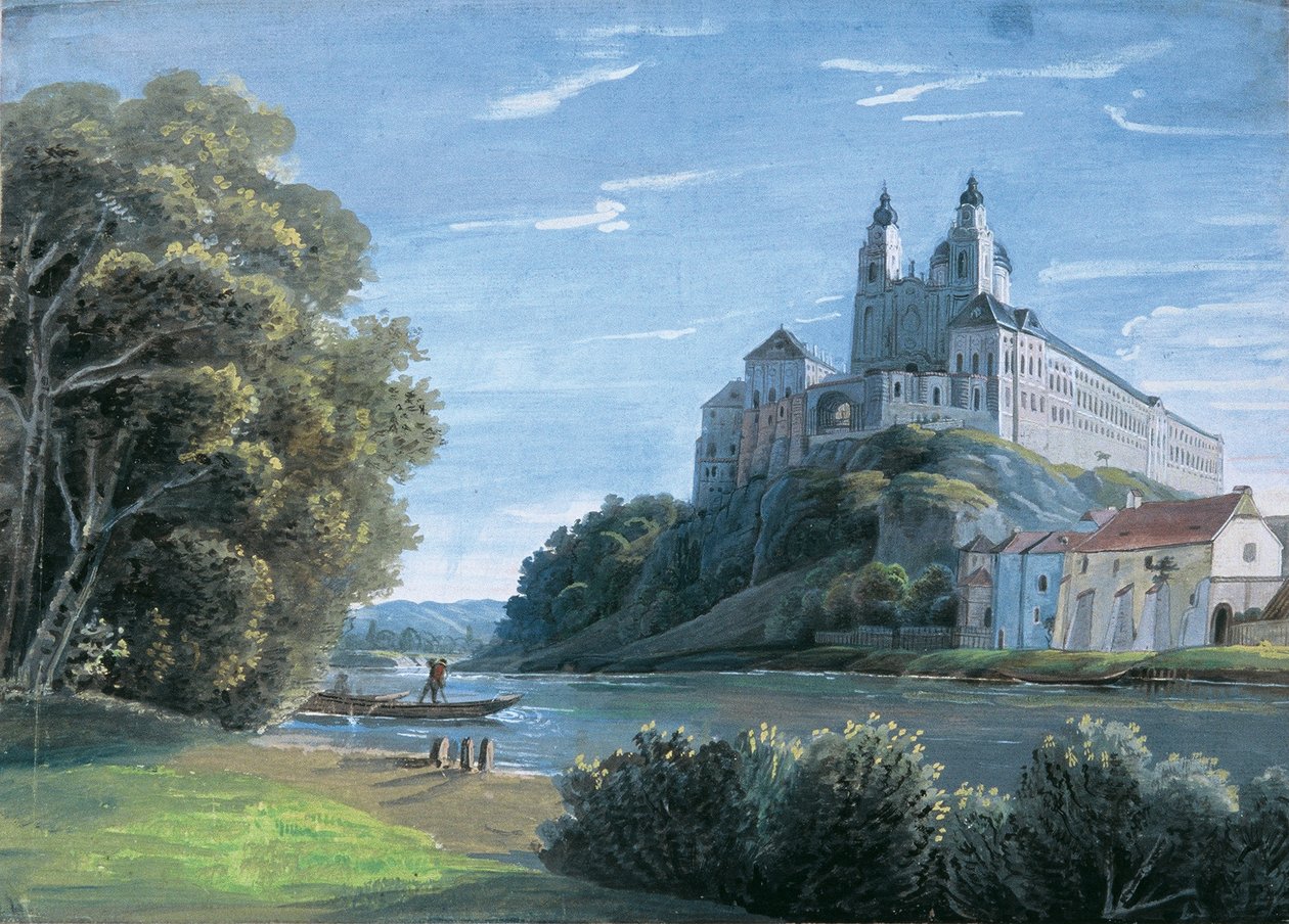 Gezicht op Stift Melk door Leopold Blonder