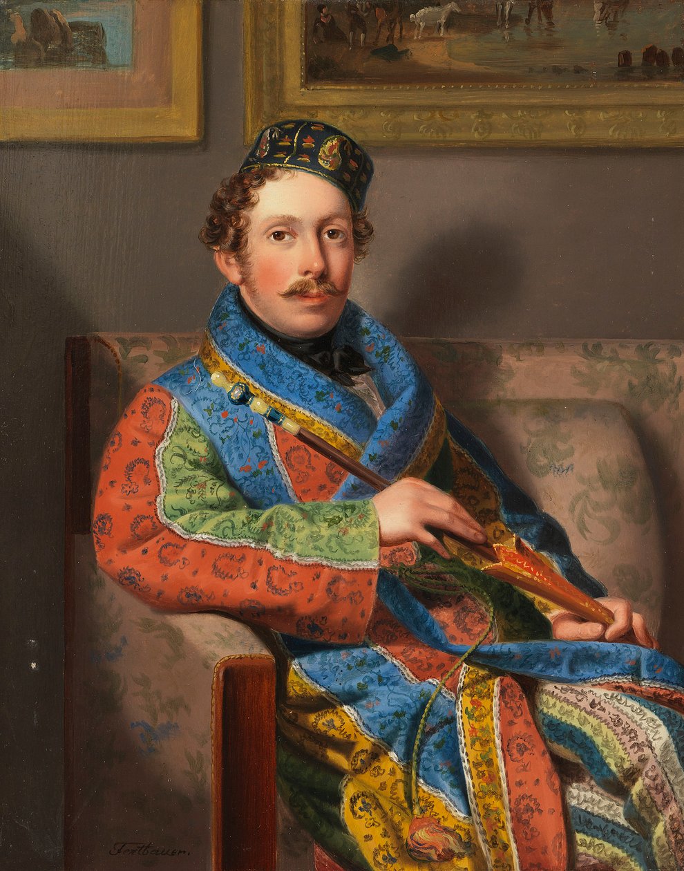 Jonge Heer in een Rookjas, 1830 door Leopold Fertbauer