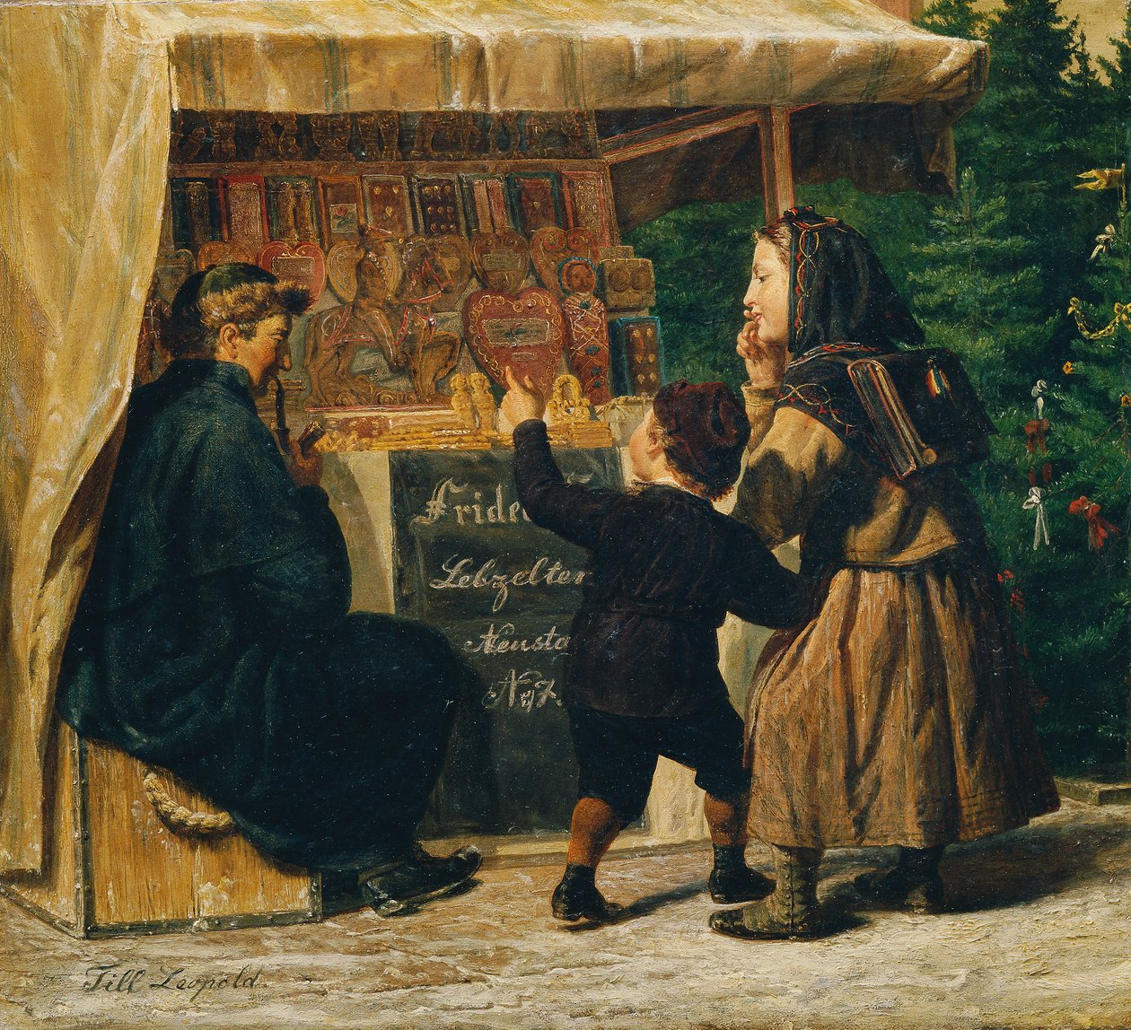 Lebzelterstand op de kerstmarkt door Leopold Till