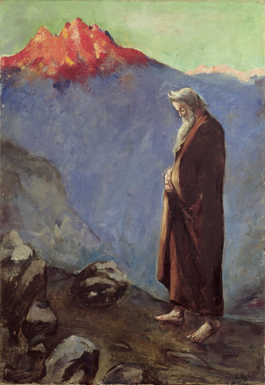 Mozes (Nadert de berg Sinaï) door Lesser Ury