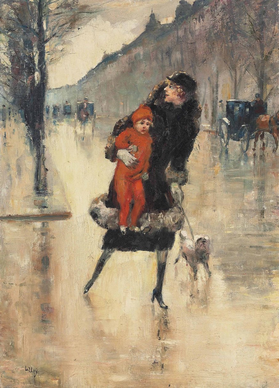 Moeder met Kind op een Kruispunt door Lesser Ury