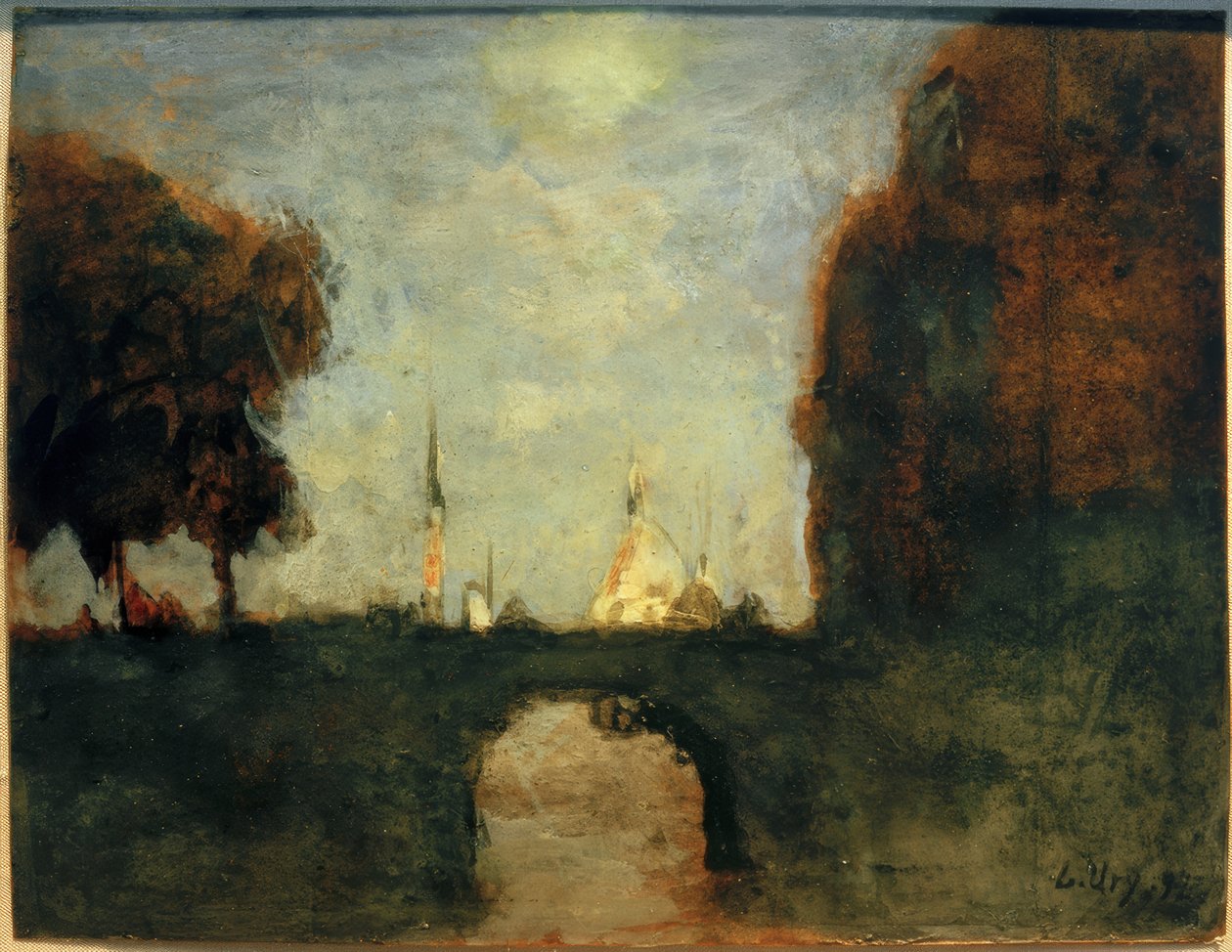 Stad in het maanlicht door Lesser Ury