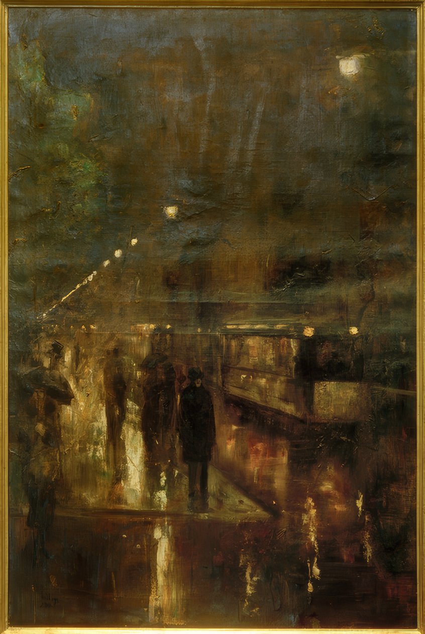 Nachtelijk Berlijn (Nollendorfplatz) door Lesser Ury