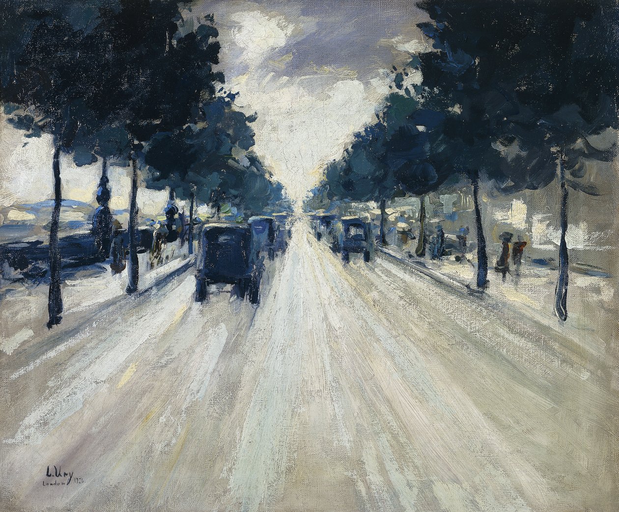 De kade, Londen, 1926 door Lesser Ury