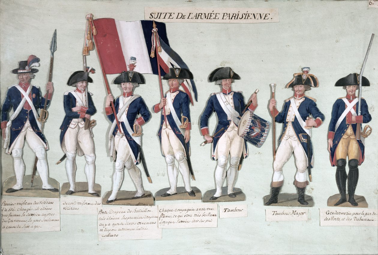 Het Parijse leger tijdens de Franse Revolutie c. 1789 door Lesueur Brothers