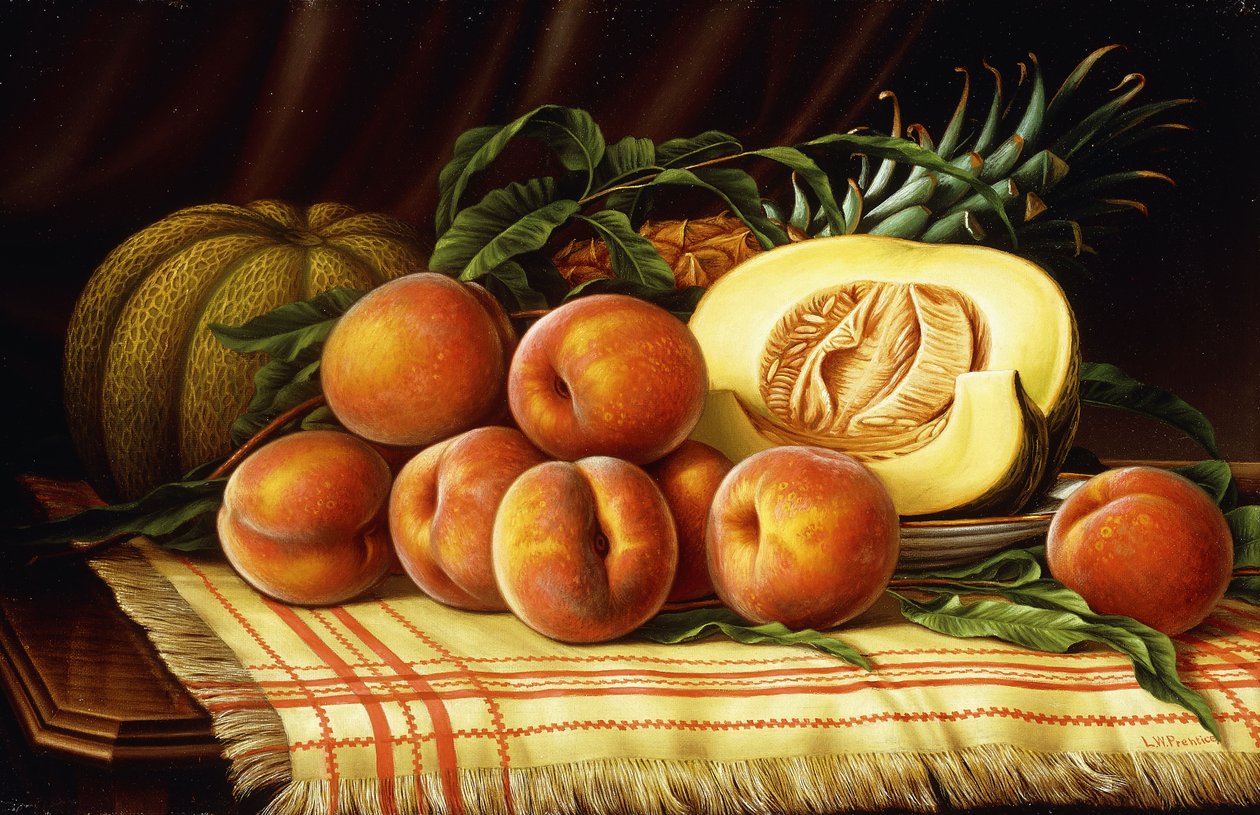 Meloenen, Perziken en Ananas door Levi Wells Prentice