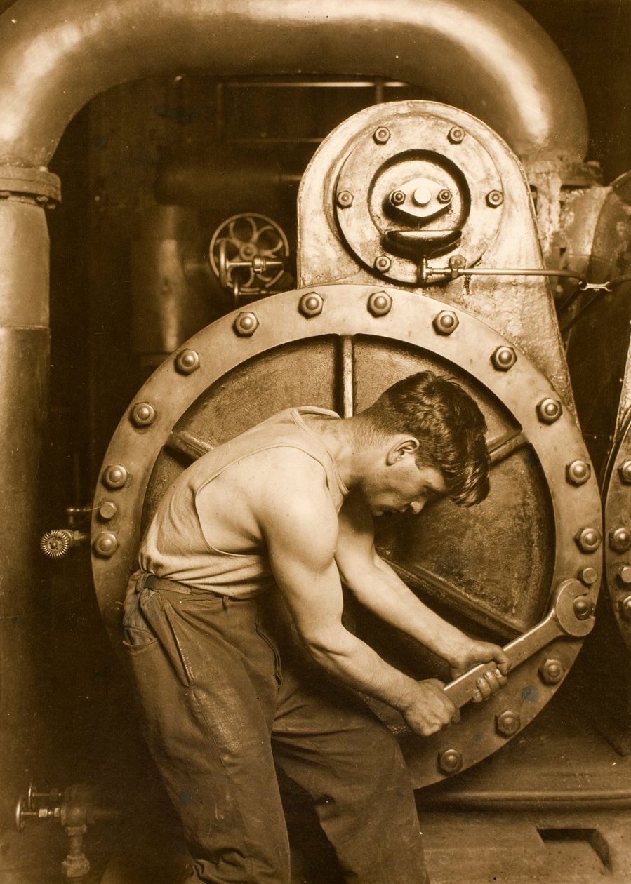 Krachtcentrale monteur door Lewis Wickes Hine