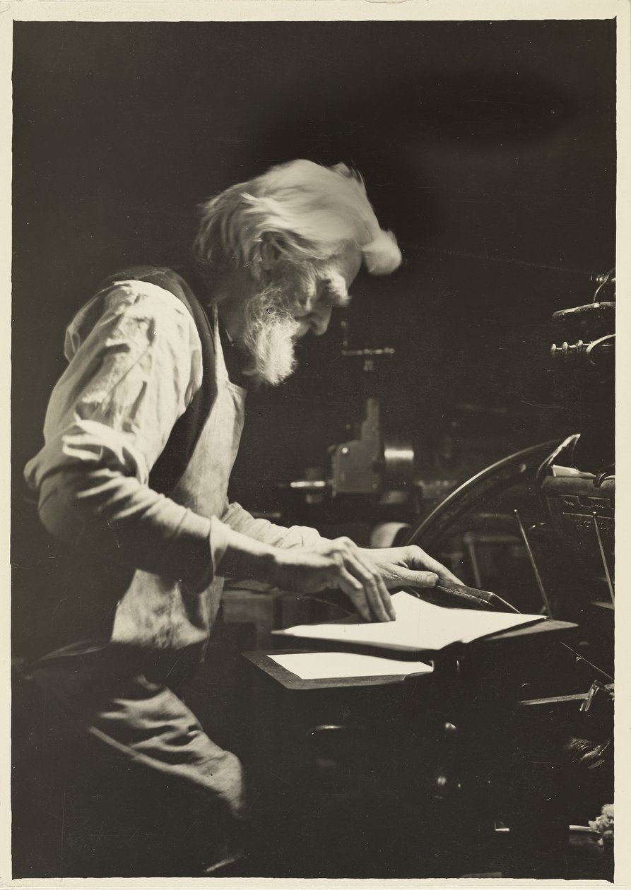 Drukker in New York, 1905 door Lewis Wickes Hine