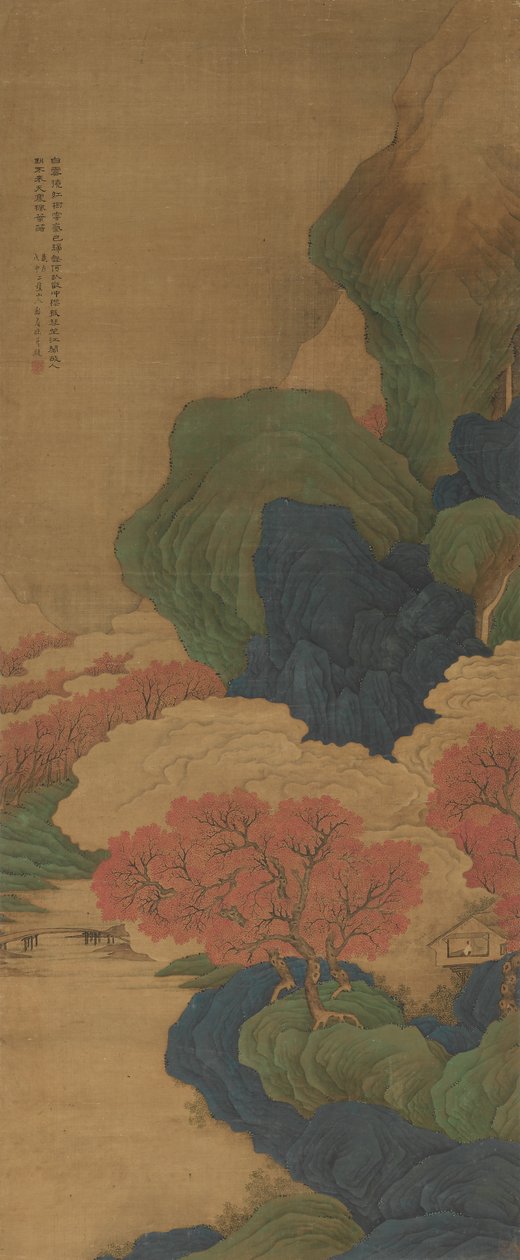 Witte wolken en rode bomen door Li Jian