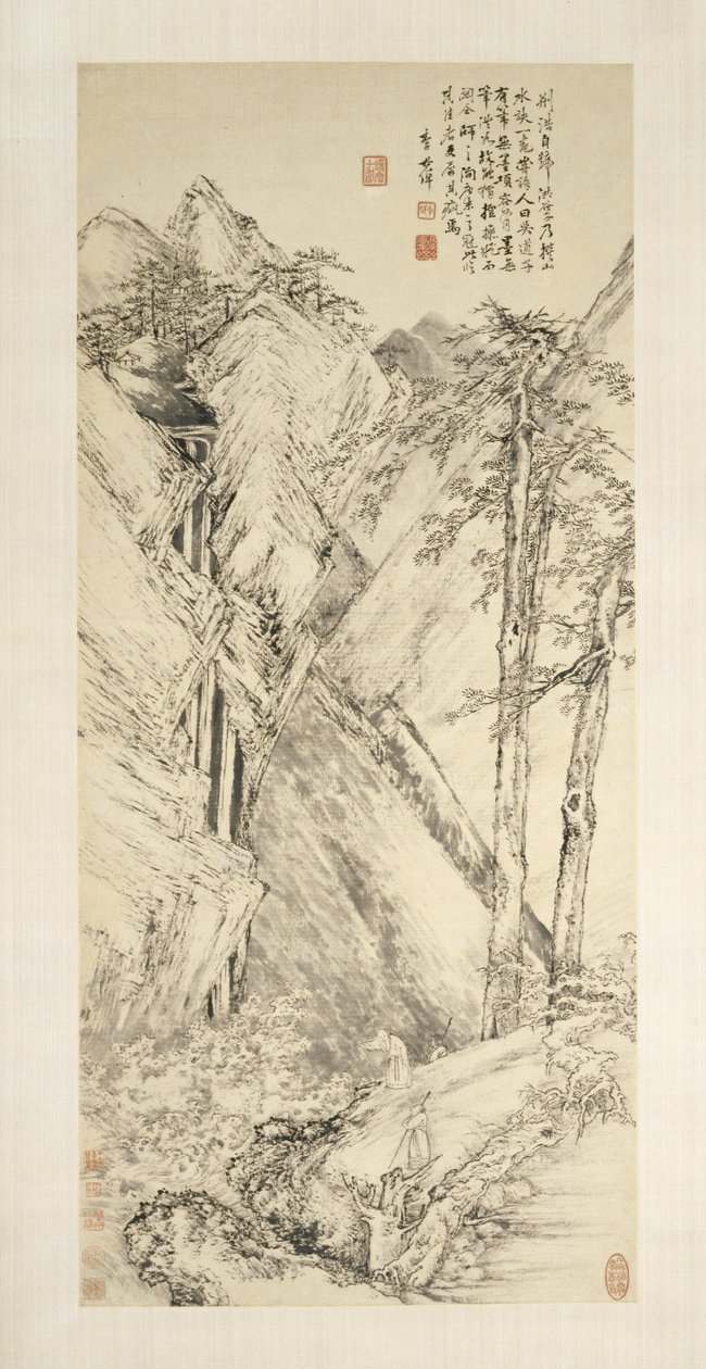 Landschap naar Jing Hao en Guan Tong door Li Shizhuo