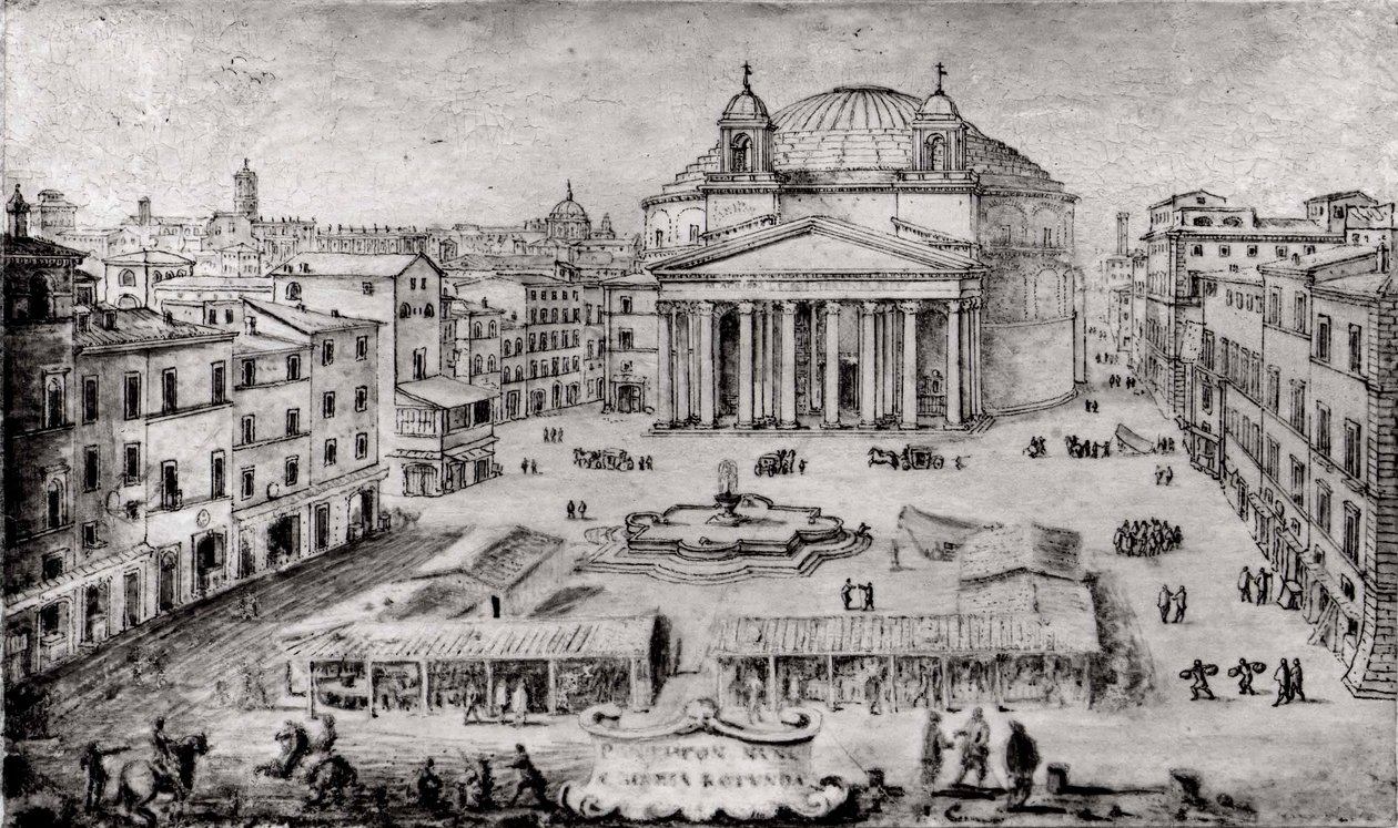 Zicht op het Pantheon, Rome, vroege 1670s door Lievin Cruyl