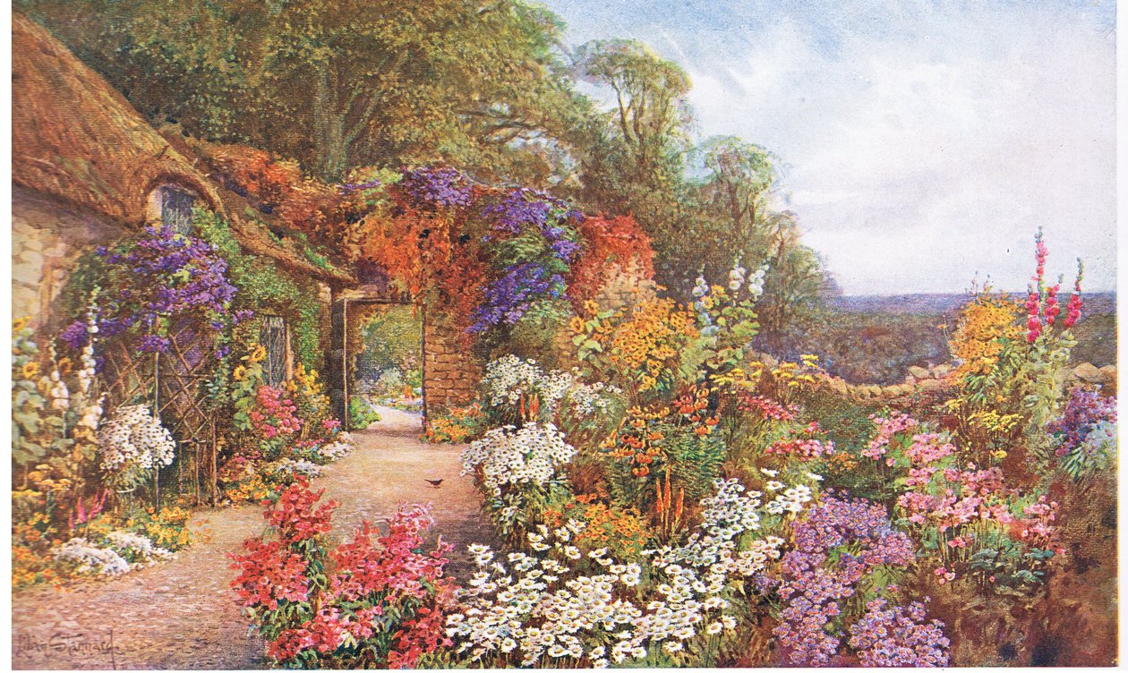 Een oude tuin, uit The Gardens of England: In the Southern and Western Counties gepubliceerd door The Studio, 1907 door Lilian Stannard