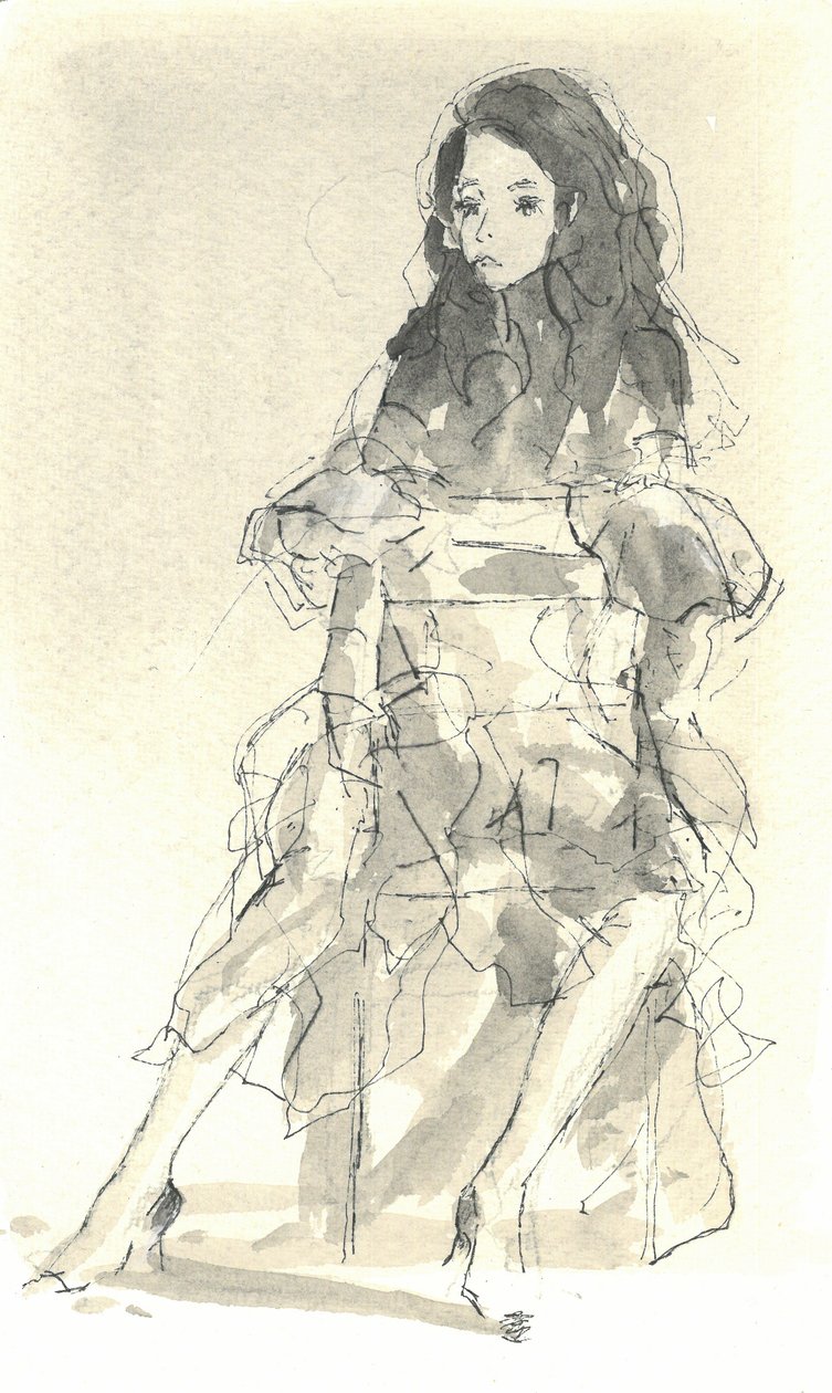 Levensklas, 2015 (pen en inkt met was op papier) door Lincoln Seligman
