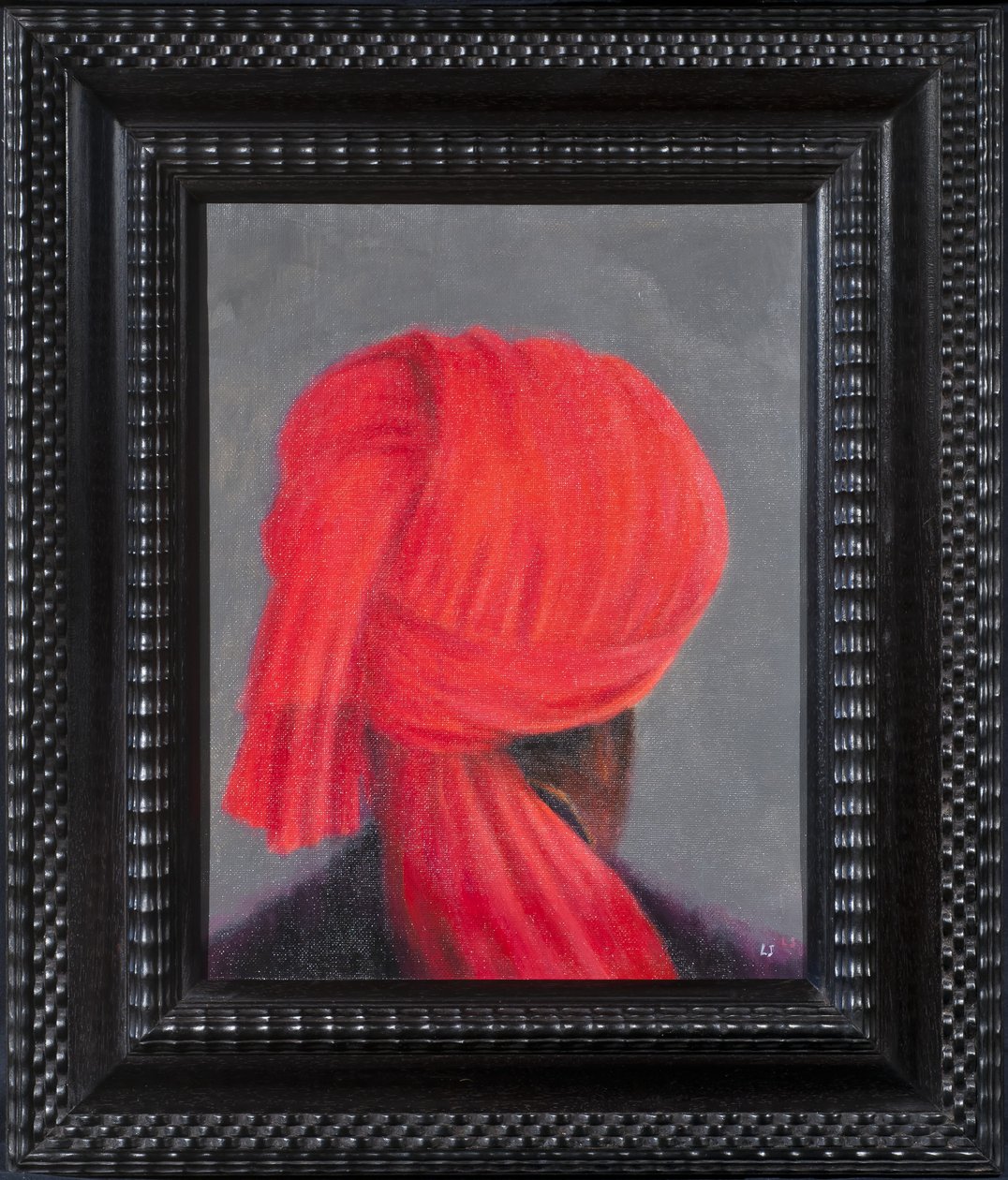 Rode tulband op grijs, 2014 door Lincoln Seligman