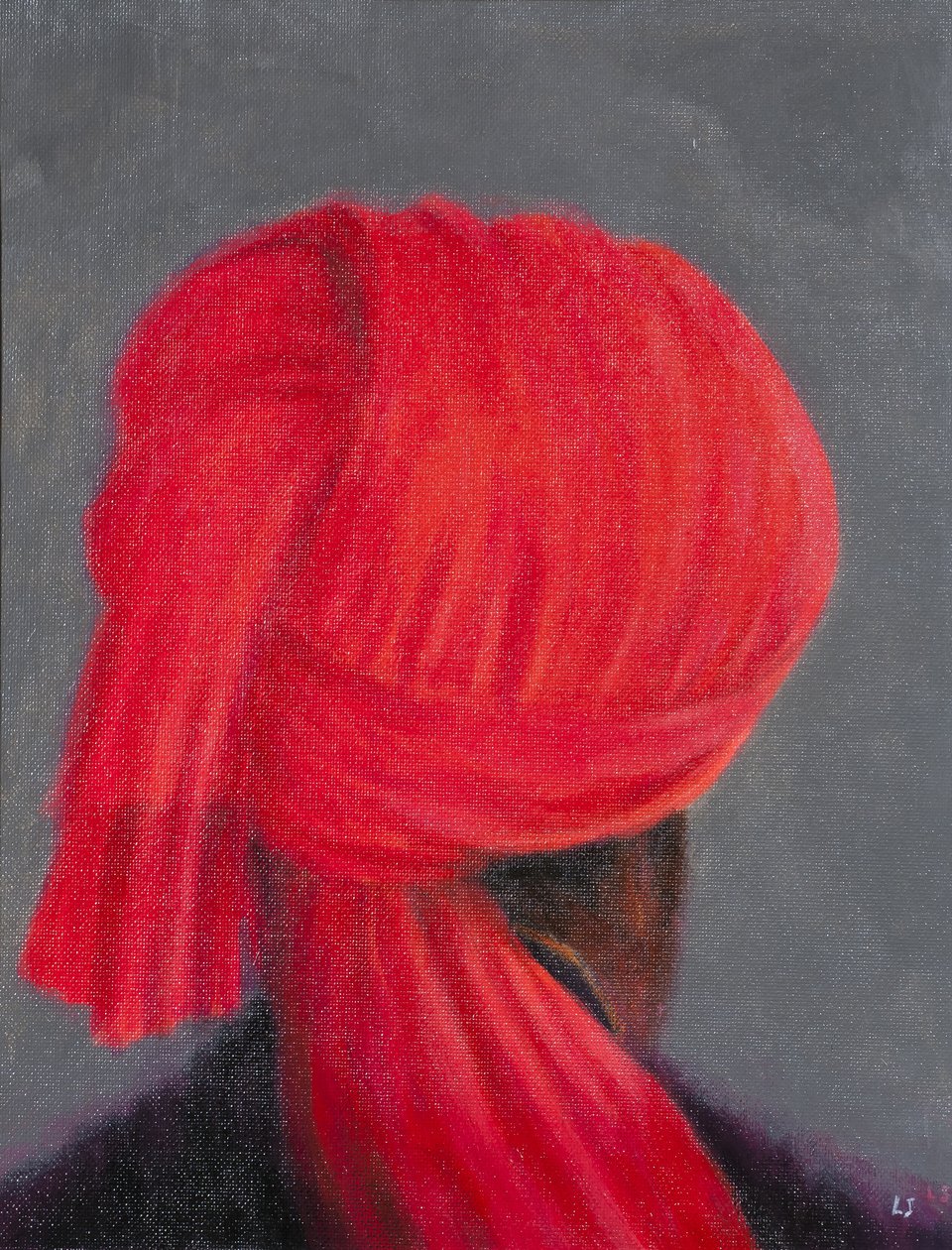 Rode tulband op grijs, 2014 door Lincoln Seligman