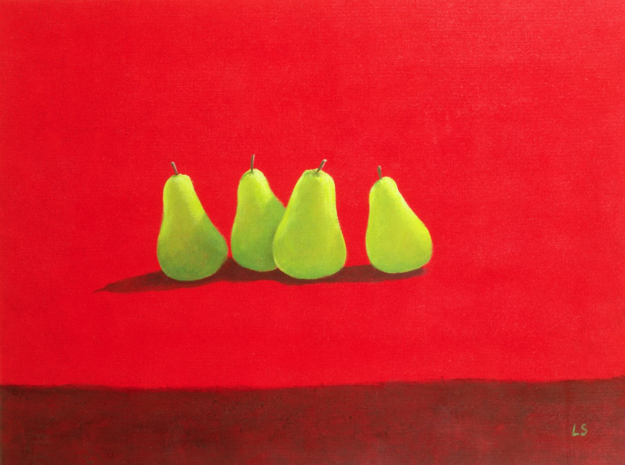 Peren op Rood Doek door Lincoln Seligman