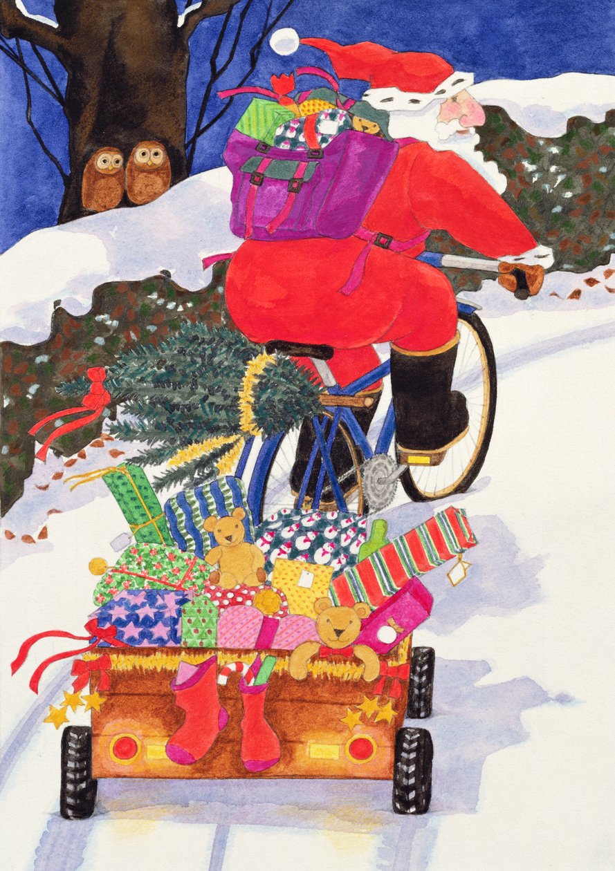 Kerstman Fiets door Linda Benton