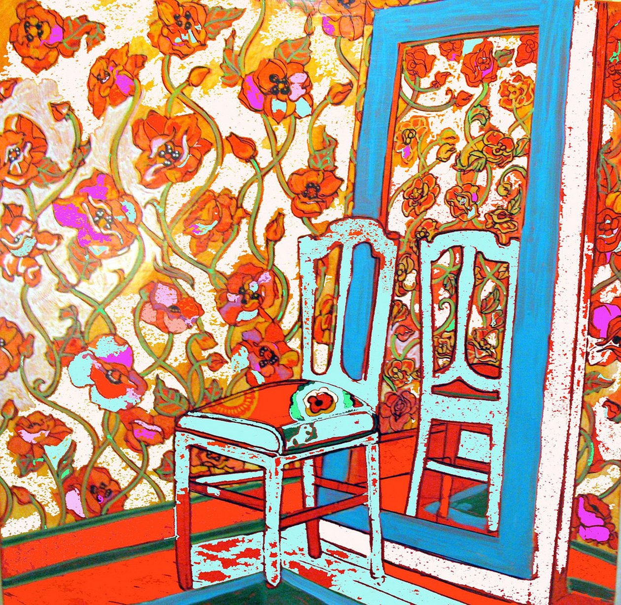 Stoel en spiegel, 2014 (gemengde techniek) door linda arthurs