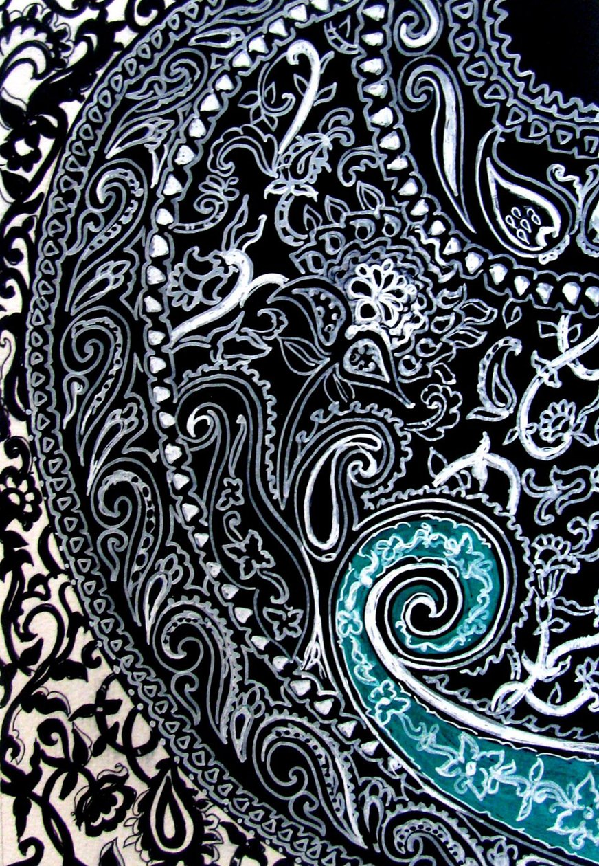 Paisley studie, 2016 (Inkt op aquarelpapier) door linda arthurs
