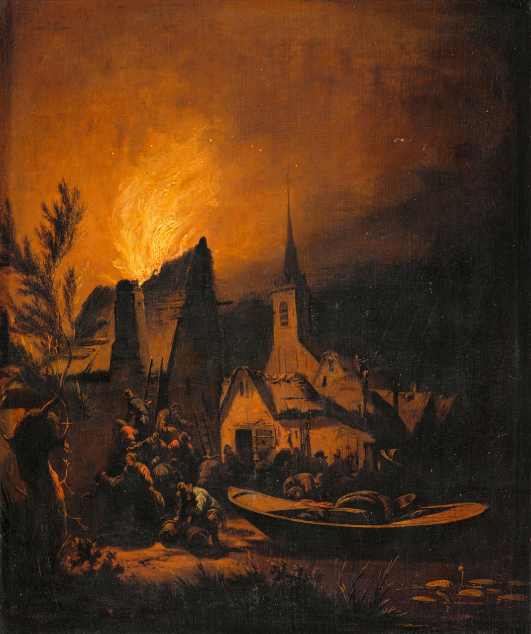Brand in een dorp ... door Lionel Hamilton Renwick