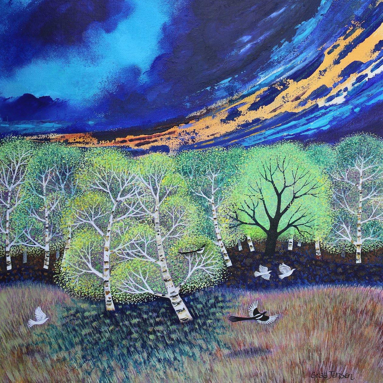 Avondlucht, 2023 (acrylverf op doek) door Lisa Graa Jensen