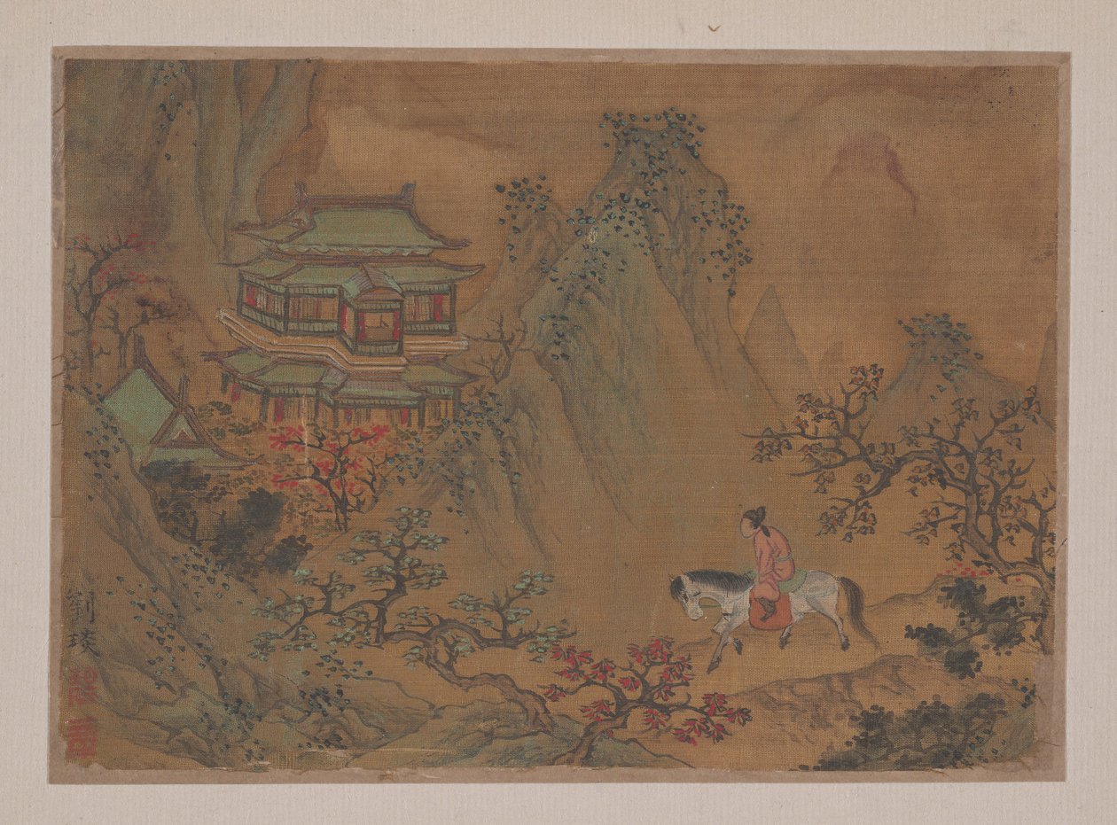 Landschap met man te paard door Liu Yen