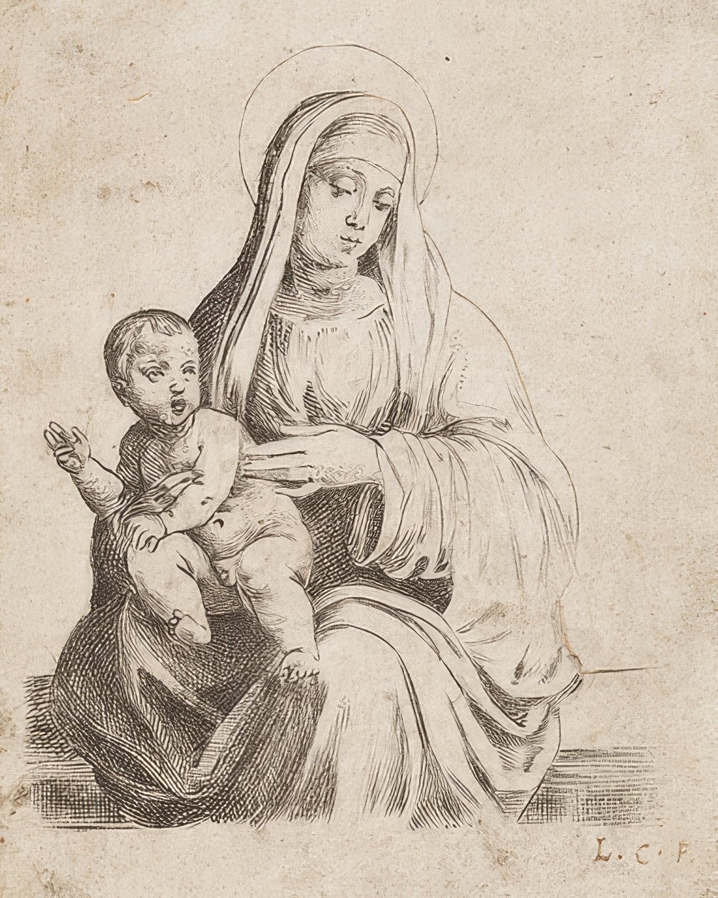 De mooie, kleine Madonna van Giacomo Francia door Lodovico Carracci