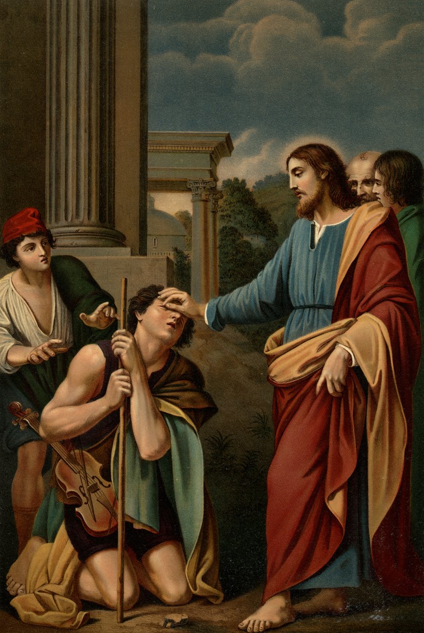 De genezing van de blinde door Lodovico after Carracci