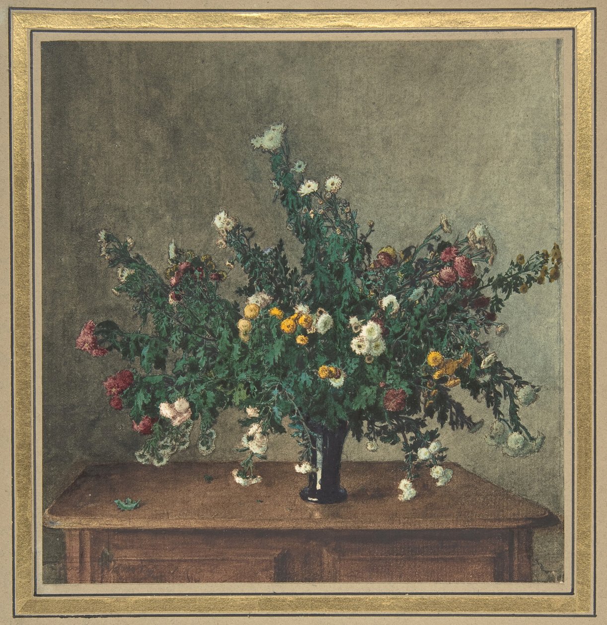 Boeket van Kleine Chrysanten, 1862 door Léon Bonvin