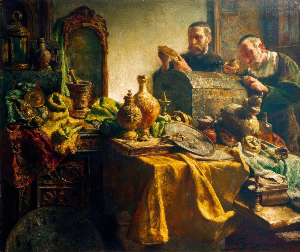 Bezoek aan de kunsthandelaar door Léon Brunin de Meutter