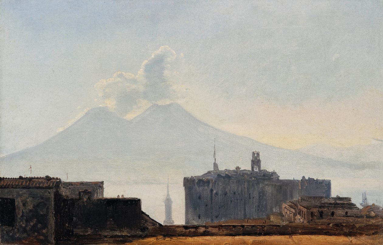 Uitzicht op Napels met de Vesuvius door Léopold Robert