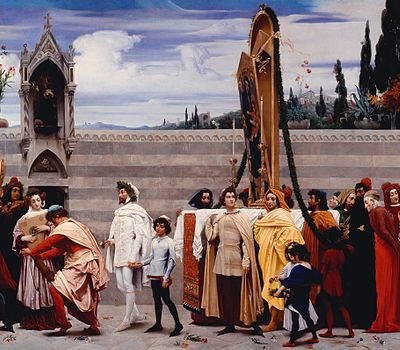 Cimabues Madonna gedragen in processie door Frederic Leighton
