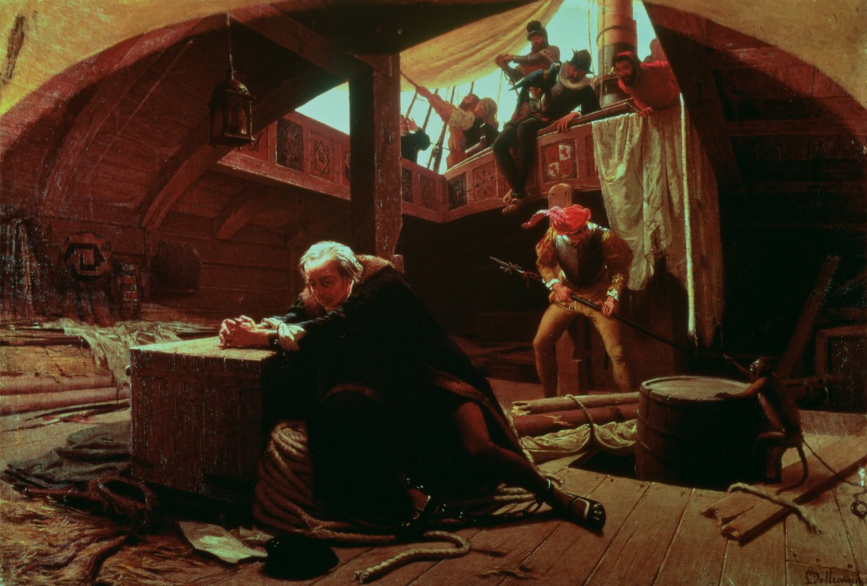 Columbus in Ketenen, 1863 door Lorenzo Delleani