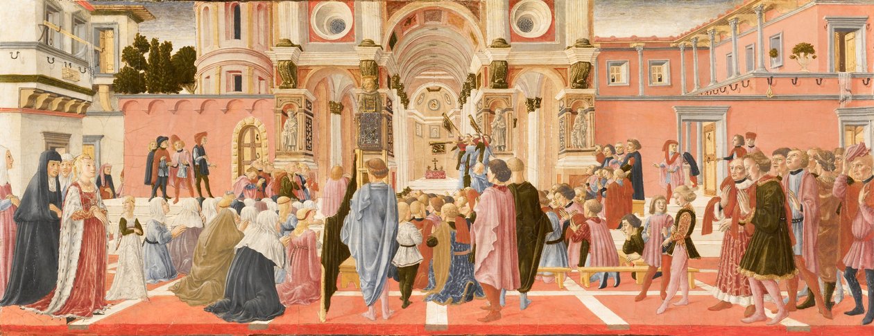 Sint Bernardino Prediking door Lorenzo di Pietro Vecchietta