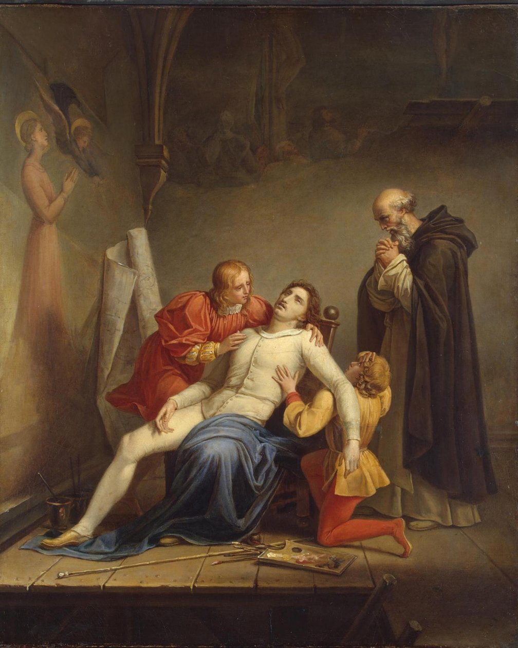 De dood van Masaccio, ca. 1817 door Louis Charles Auguste Couder