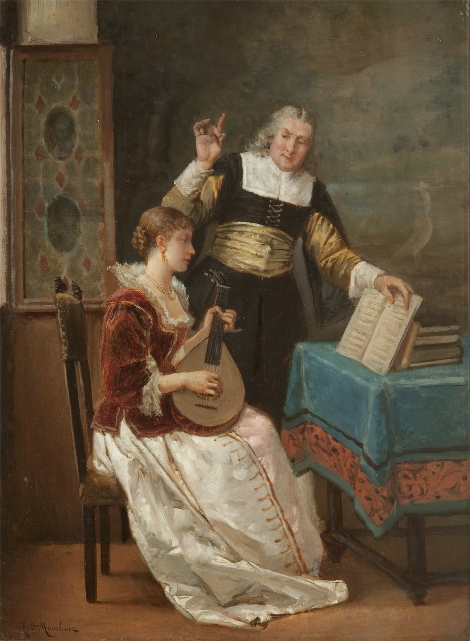 De Muziekmeester door Louis Claude Mouchot