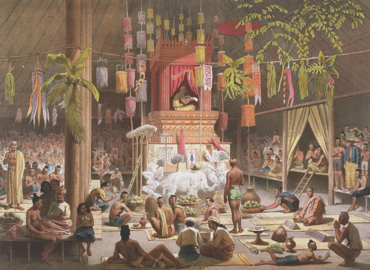 Festival in een pagode in Ngong Kair, Laos, uit 