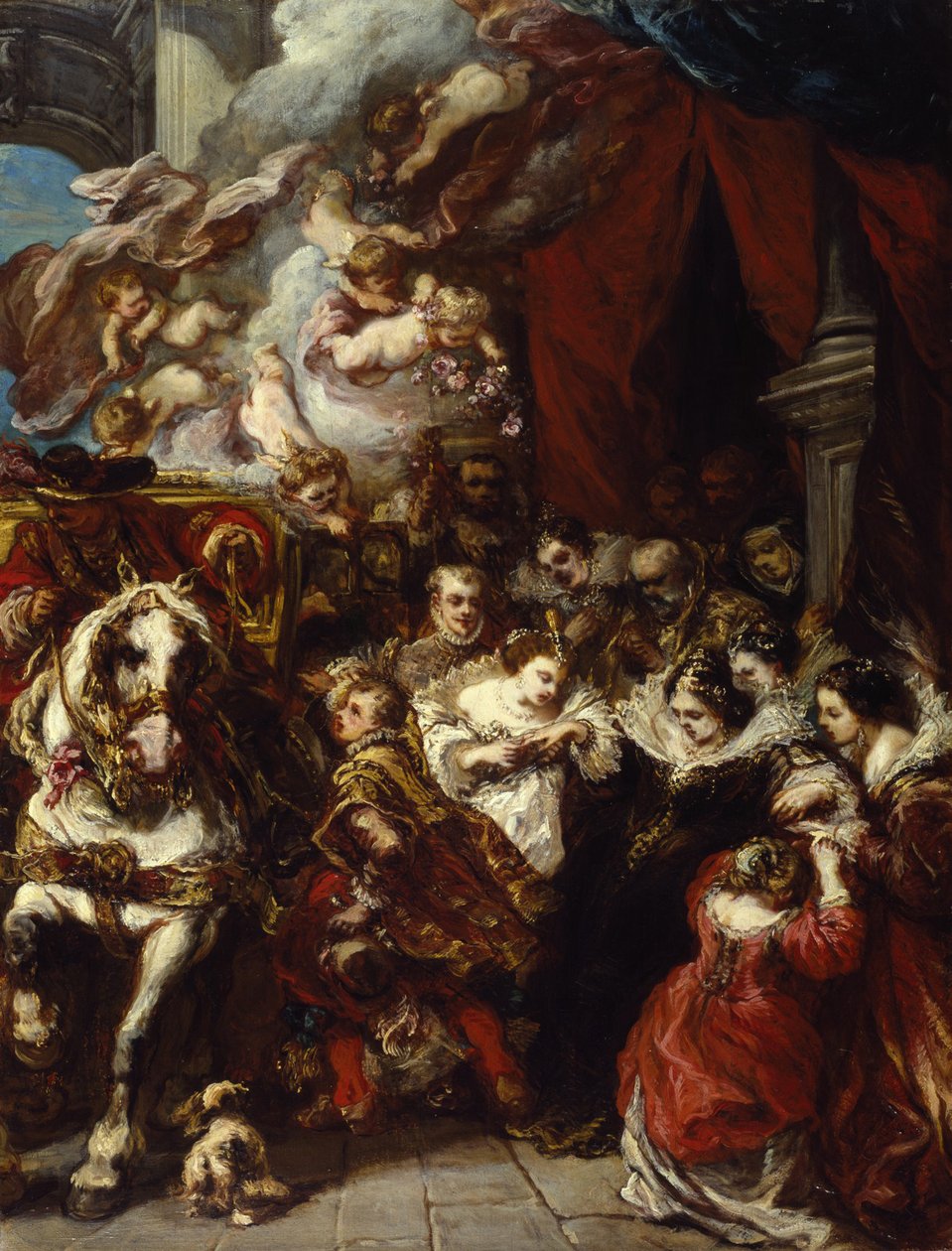 Het vertrek van Elisabeth van Frankrijk (1602-44) naar Spanje, c.1848 door Eugene Isabey