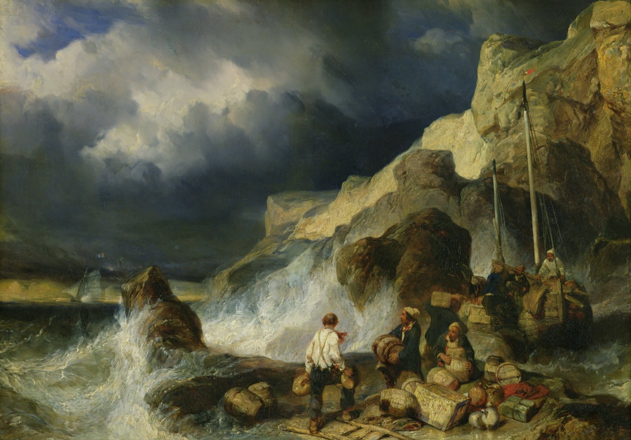 De aanval van de smokkelaars, c.1837 door Eugene Isabey