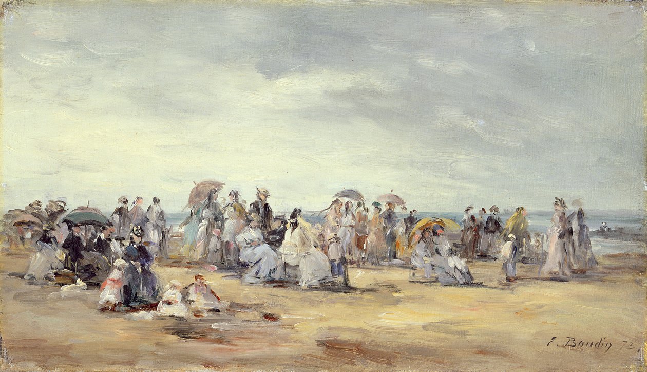 Het Strand van Trouville, 1873 door Eugene Louis Boudin