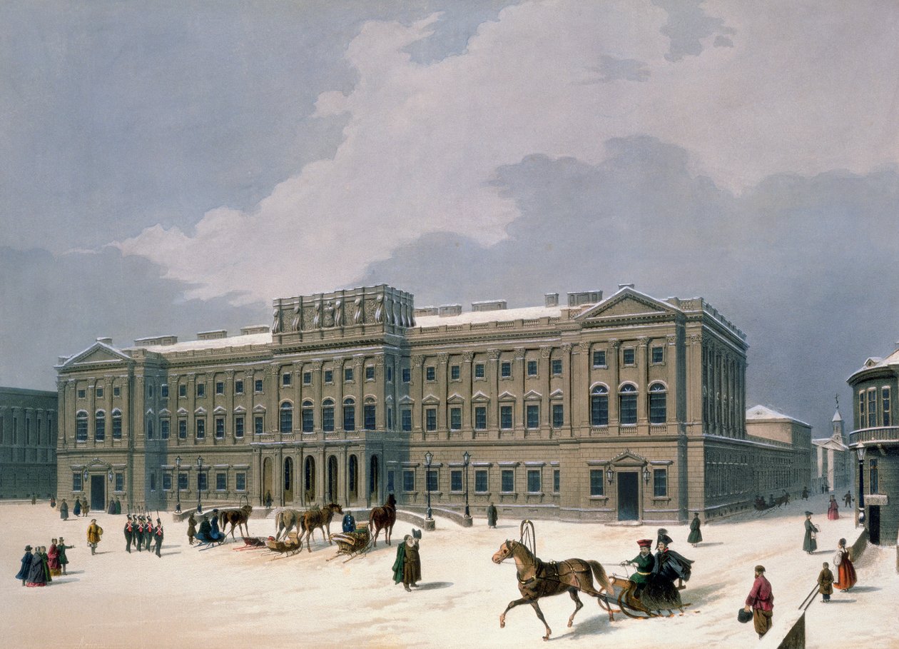 Paleis van de Groothertog van Leuchtenberg in Sint-Petersburg, gedrukt door Lemercier, Parijs, 1840s door Louis Jules Arnout