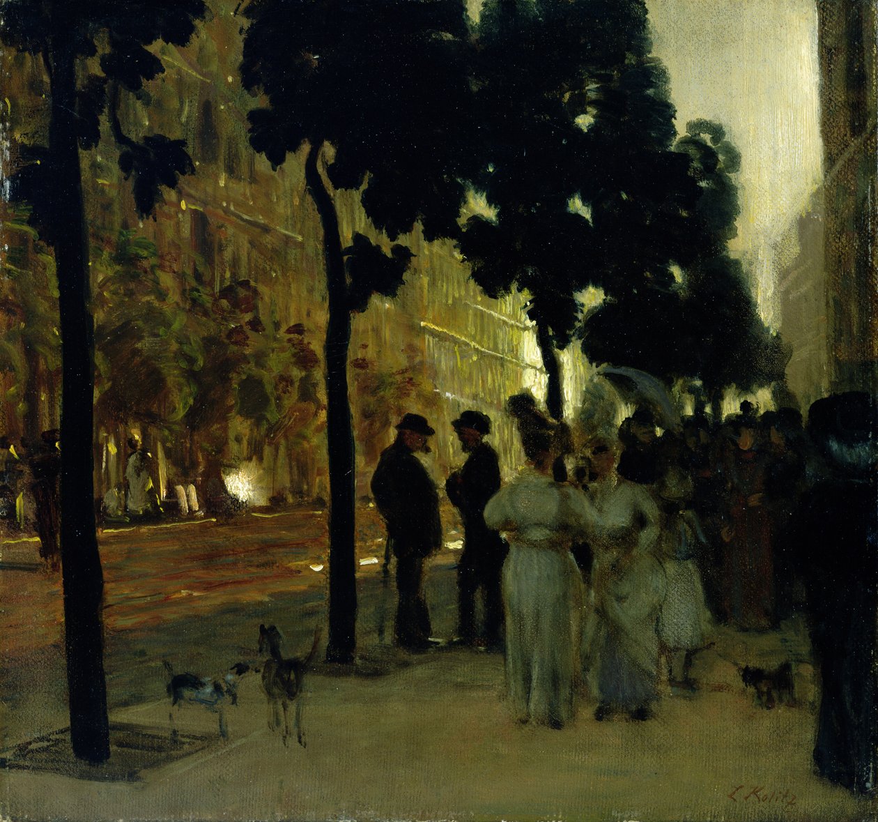 Hohenzollernstraat in Kassel bij Zonsondergang door Louis Kolitz