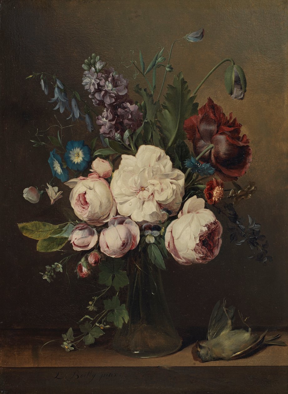 Een vaas met bloemen door Louis Leopold Boilly